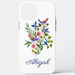 Personalisierte, helle Vögel und Blume Case-Mate iPhone Hülle