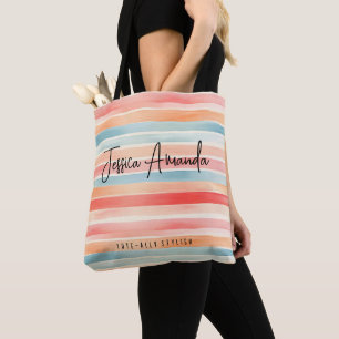 Personalisierte Helle Wasserfarbe Farbige Streifen Tasche
