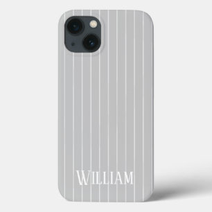 Personalisierte hellgraue Nadelstreifen Case-Mate  iPhone Hülle