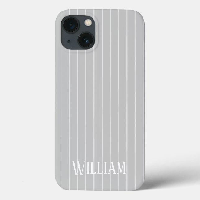Personalisierte hellgraue Nadelstreifen Case-Mate  iPhone Hülle (Rückseite)