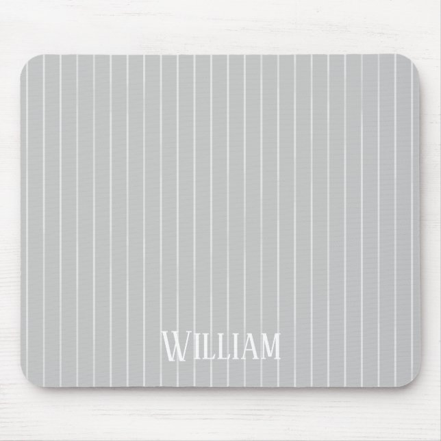Personalisierte, hellgraue Pinstreifen Mousepad (Vorne)