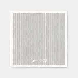 Personalisierte, hellgraue Pinstreifen Serviette