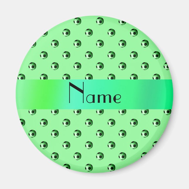 Personalisierte hellgrüne Fußballbälle Magnet (Vorne)