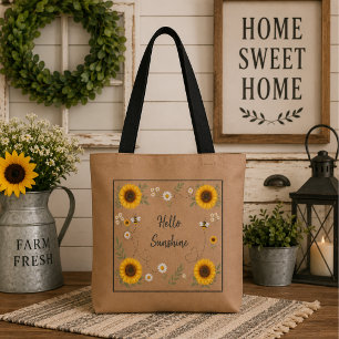 Personalisierte Hello Sunshine Sonnenblume Tasche