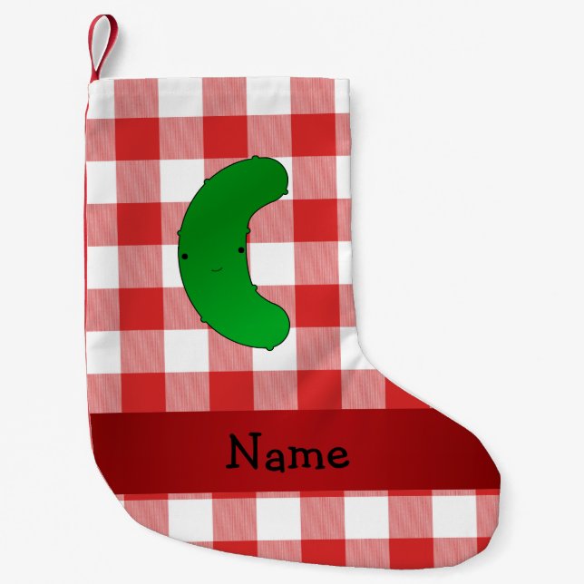 Personalisierte hellrote Schachbretter Kleiner Weihnachtsstrumpf (Vorderseite)