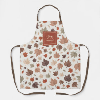 Personalisierte Herbst-Familiennamens-Monogramm-Sc Schürze