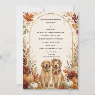 Personalisierte Herbst-Golden-Retriever-Hochzeit Einladung