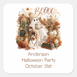 Personalisierte Herbst-Halloween-Party für Geister Quadratischer Aufkleber