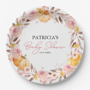 Personalisierte Herbst-Kürbis-Baby-Party Pappteller