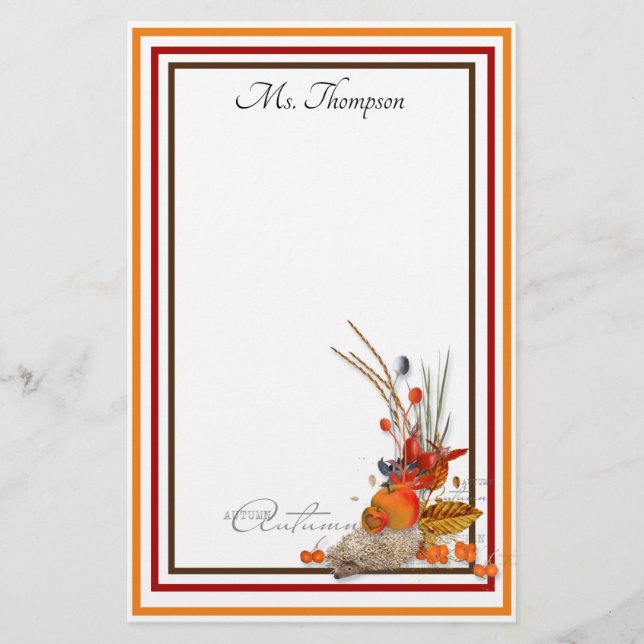 Personalisierte Herbsternte Briefpapier (Vorderseite)
