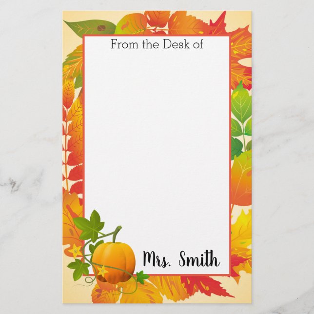 Personalisierte Herbsternte Briefpapier (Vorderseite)