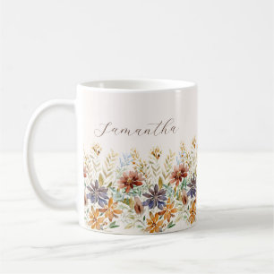 Personalisierte Herbstgrenze der Wildblume Kaffeetasse