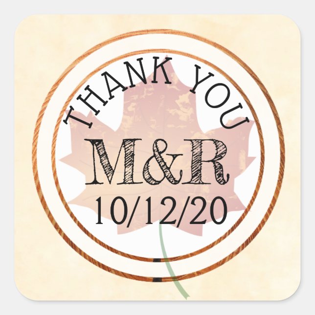 Personalisierte Herbstlaub Monogram Wedger Sticker (Vorderseite)