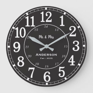 Personalisierte Herr und Frau Familienname-Wanduhr Große Wanduhr
