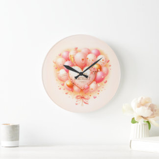 Personalisierte Herz-Ballon-Wanddekoration zum Geb Große Wanduhr