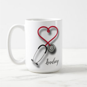 personalisierte Herz-Stethoskop-Tasse Kaffeetasse