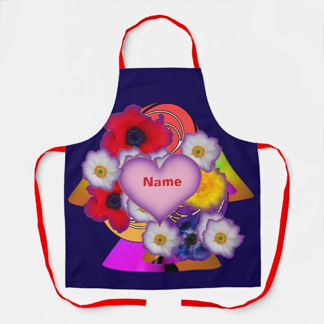 Personalisierte Herzblüten Schürze (Vorderseite)