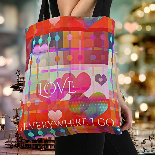 Personalisierte Herzdesign-Bag Tasche (Eye catching tote bag featuring a colorful pattern with hearts. Celebrate love on Valentine's Day)