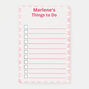 Personalisierte Herzen auf rosa Dinge zu tun Post-it Klebezettel