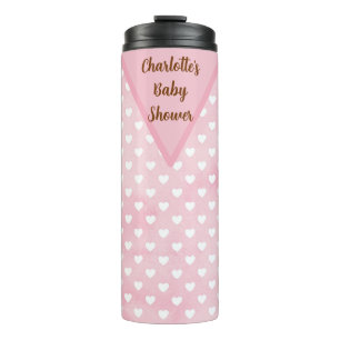 Personalisierte Herzen auf rosa Thermaltumbler Thermosbecher