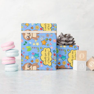 Personalisierte Herzen Floral Sloth Baby Shower Pa Geschenkpapier