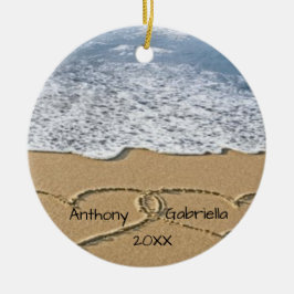 Personalisierte Herzen in der Sand-Verzierung Keramik Ornament
