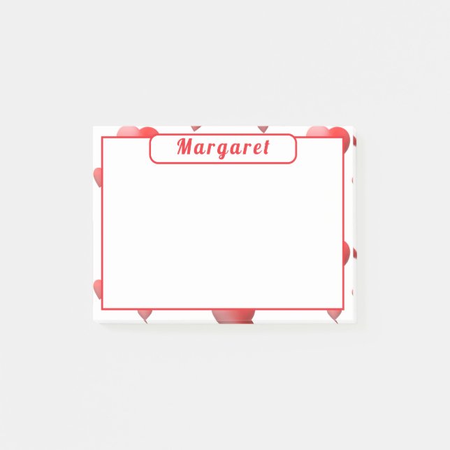 Personalisierte Herzen Post-it Klebezettel (Vorderseite)