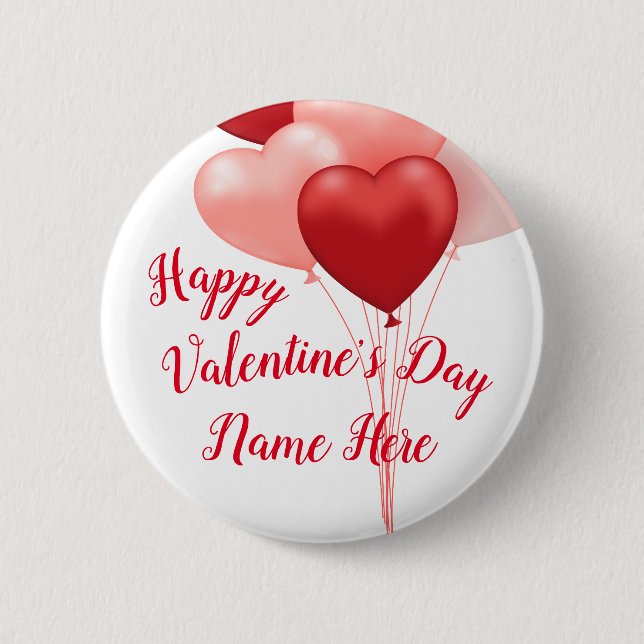 Personalisierte Herzen Valentinstag Button (Vorderseite)