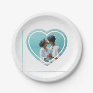 Personalisierte herzförmige Foto-Hochzeit  Pappteller