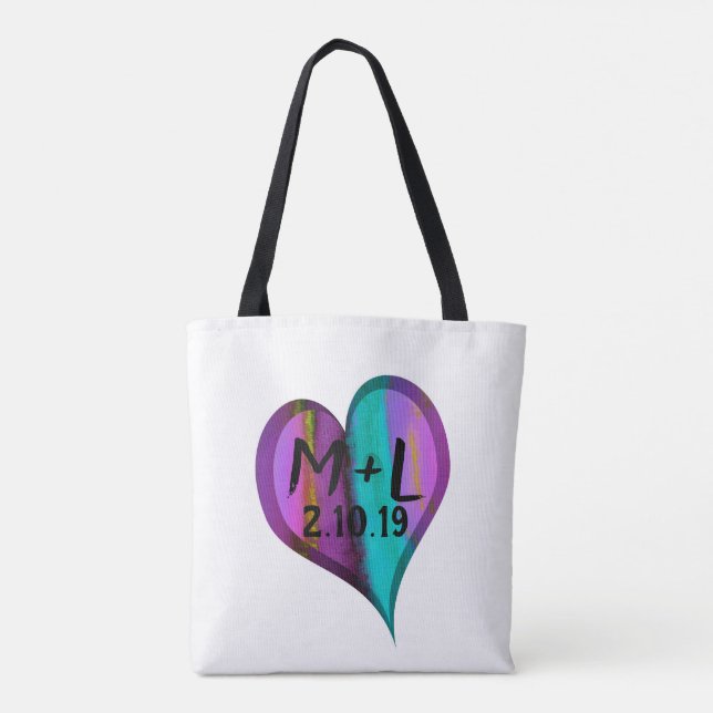personalisierte Herzmonogramm-Tasche Tasche (Rückseite)