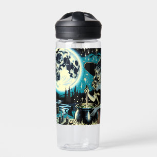 Personalisierte Hexe und schwarze Katze Halloween Trinkflasche