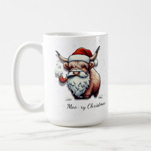Personalisierte Highland Cow Santa Kaffeetasse