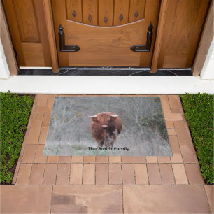 Personalisierte Highland-Cow-Türmatte Fußmatte
