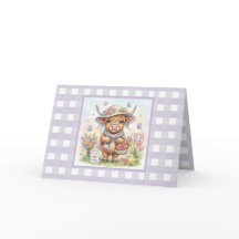 Personalisierte Highland-Kuh Gingham zum Muttertag