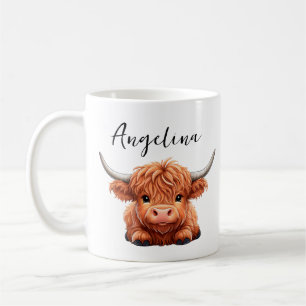 Personalisierte Highland-Kuh Süßes Farmtier Kaffeetasse