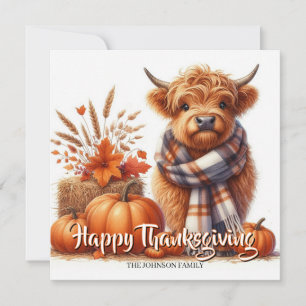 Personalisierte Highland-Kühe Thanksgiving-Karte  Karte