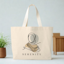 Personalisierte Hijab-Linienkunst-Tasche | World H