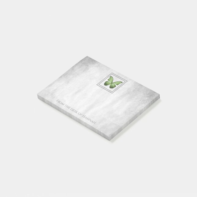 Personalisierte Hinweise zum grünen Schmetterling Post-it Klebezettel (angewinkelt)