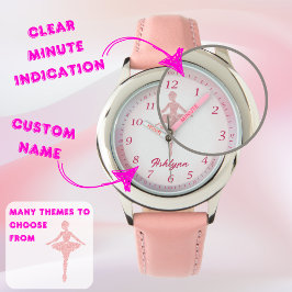 Personalisierte hipsy rosa Ballerina lernen Zeit Armbanduhr