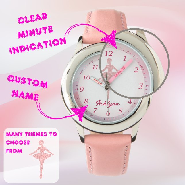 Personalisierte hipsy rosa Ballerina lernen Zeit Armbanduhr (Von Creator hochgeladen)