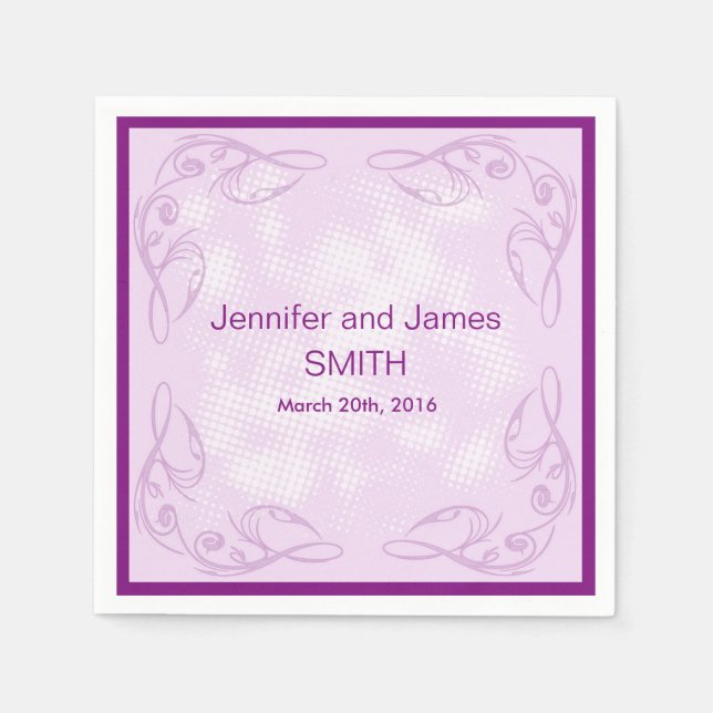 Personalisierte Hochzeit Abstrakter Swirl Lila Serviette (Vorderseite)