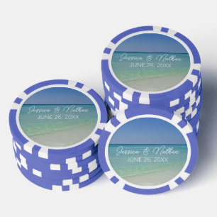 Personalisierte Hochzeit am schönen Strandhorizont Pokerchips