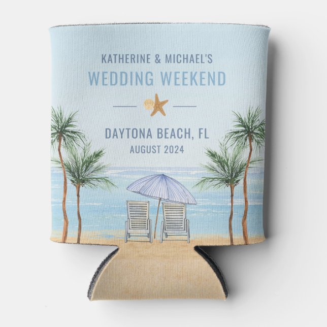 Personalisierte Hochzeit am Strand Dosenkühler (Vorderseite)