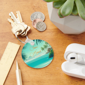 Personalisierte Hochzeit am Strand Schlüsselanhänger