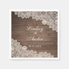 Personalisierte Hochzeit aus rustischem Holz Serviette
