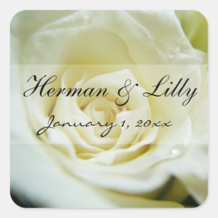 Personalisierte Hochzeit bei White Rose Quadratischer Aufkleber