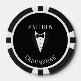 Personalisierte Hochzeit Black Trauzeuge Tuxedo Pokerchips