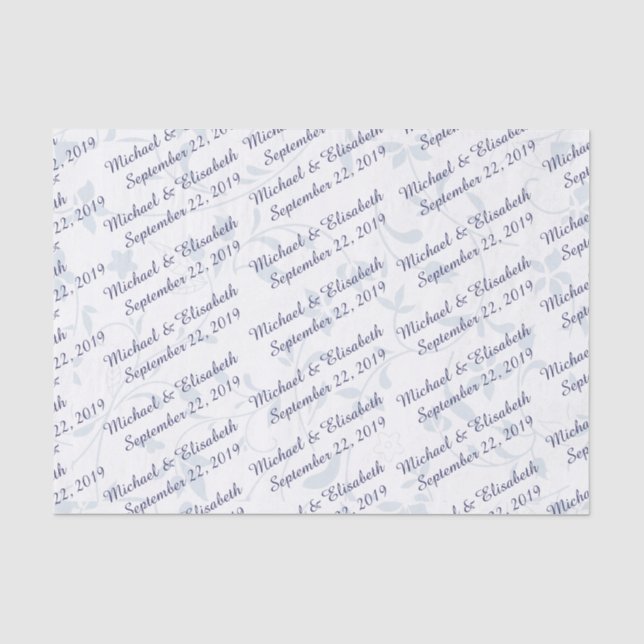Personalisierte Hochzeit - Blau Seidenpapier (Vorderseite)