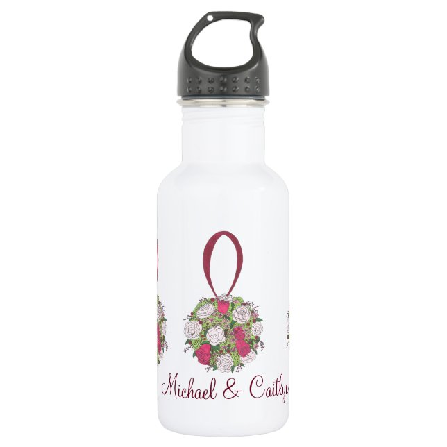 Personalisierte Hochzeit Blume Bouquet Gefallen Fl Trinkflasche (Vorderseite)