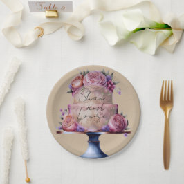 Personalisierte Hochzeit Braun Pappteller